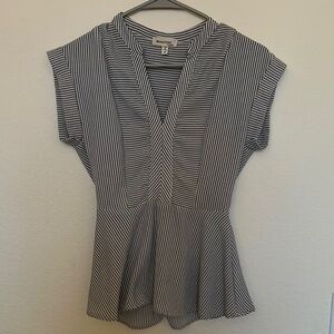 Striped Peplum V-neck Top